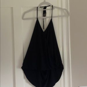 Black halter wrap front top
